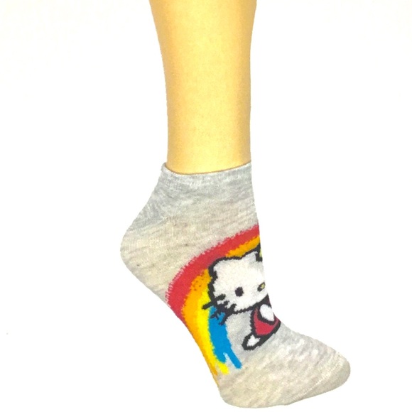 🩷 🆕 Hello Kitty / NWT / Designer No-Show Socks / 1~Pack / Rainbow Motif / 🆕 - Picture 5 of 6